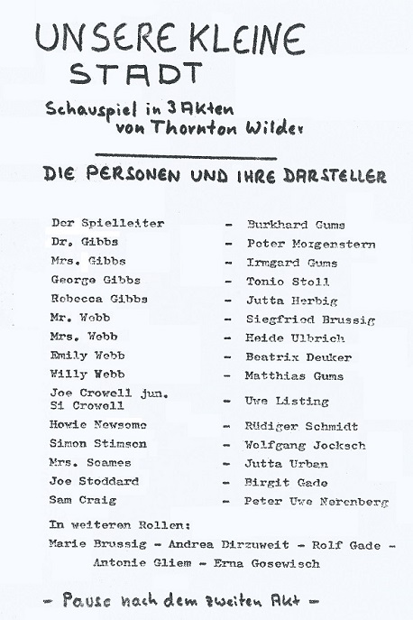 Unsere kleine Stadt - Mitwirkende 1977