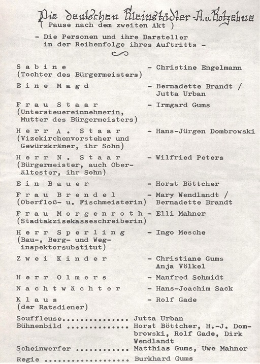 Die deutschen Kleinstädter - Mitwirkende 1981