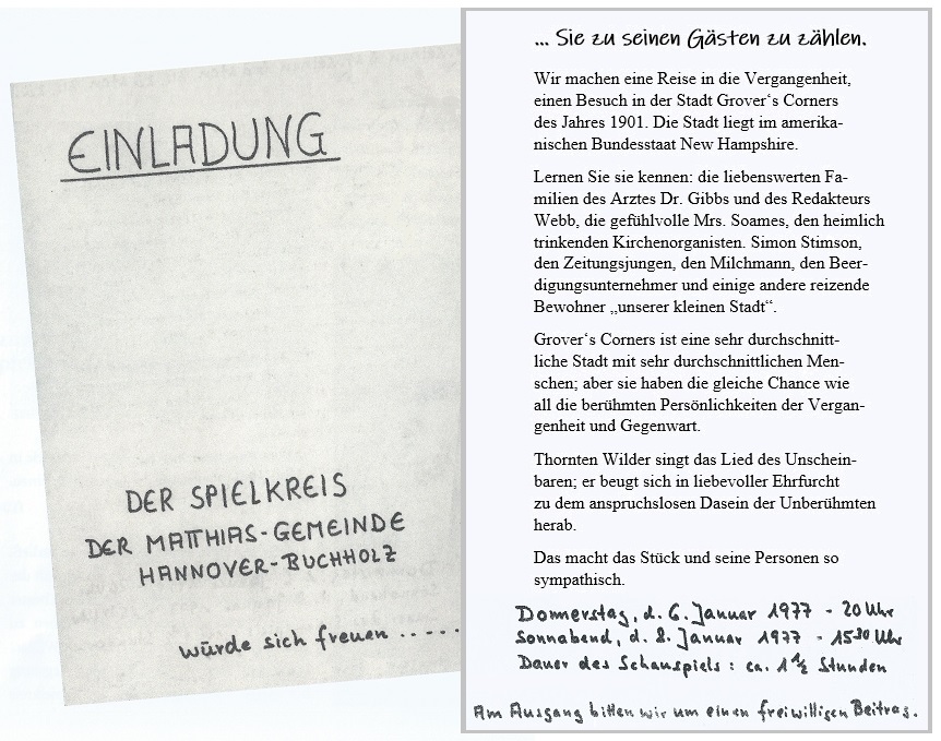 Unsere kleine Stadt - Einladung